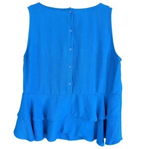 A4 LOFT Outlet Womens Top Sleeveless Ruffle Hem Blue Blouse‎ Size Small